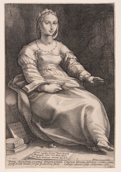 Calliope, den episka poesins och vältalighetens musa, från De nio musorna av Hendrick Goltzius