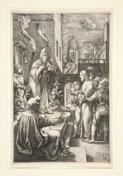 Kristus före Kaifas av Hendrick Goltzius