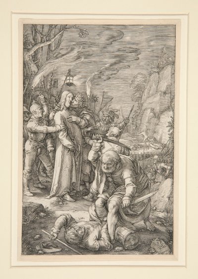 Christ Taken Captive (The Berayal of Christ), från The Passion, #3 i en serie om 12 gravyrer av Hendrick Goltzius