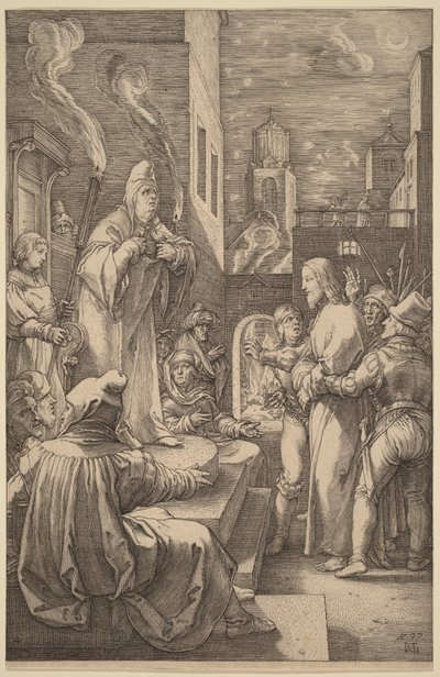 Kristus inför Kajafas av Hendrick Goltzius