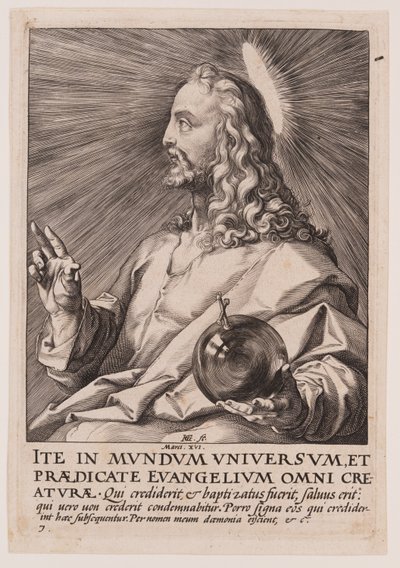 Kristus, från Kristus, apostlarna och Paulus med trosbekännelsen av Hendrick Goltzius