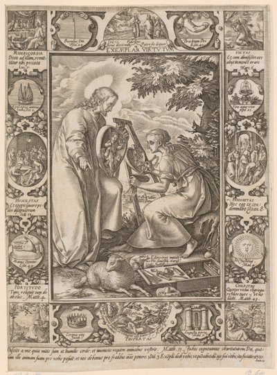 Kristus som dygdigt föredöme, blad 4 i serien ”Kristi liv” av Hendrick Goltzius