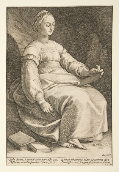 Klio, plansch 4 ur serien De nio muserna av Hendrick Goltzius