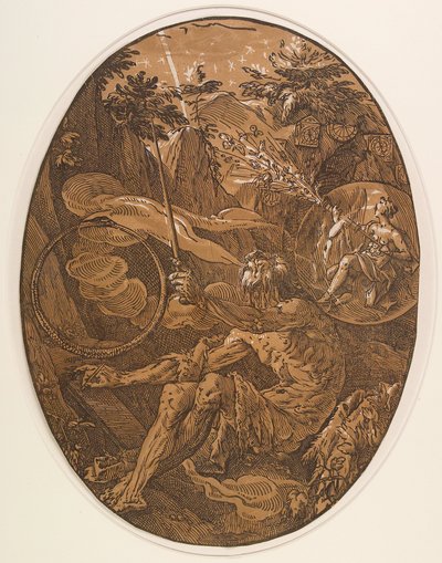 Demogorgon in der Höhle der Ewigkeit av Hendrick Goltzius