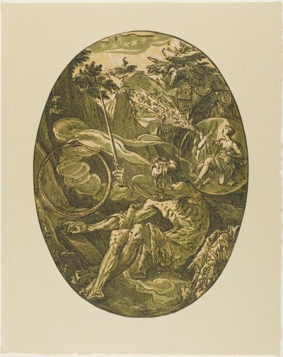 Demogorgon i evighetens grotta, tavla en från Demogorgon and the Deities av Hendrick Goltzius