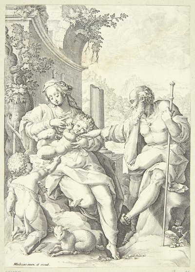 Den heliga familjen med den lille Johannes av Hendrick Goltzius