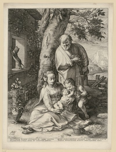 Den heliga familjen med Johannesbarnet av Hendrick Goltzius