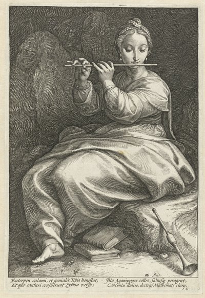 Euterpe The Nine Muses (serietitel) av Hendrick Goltzius