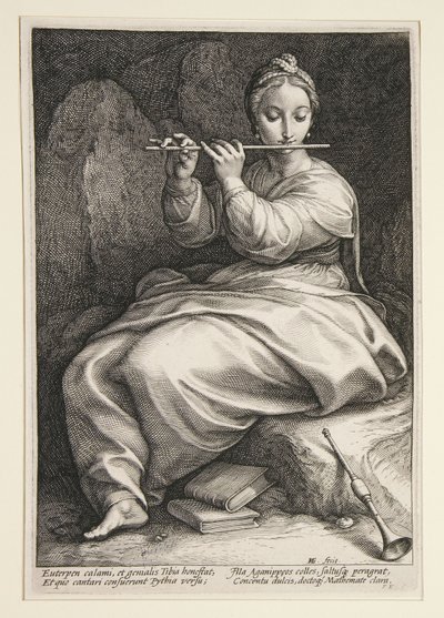 Euterpe, plansch 6 ur serien De nio muserna av Hendrick Goltzius