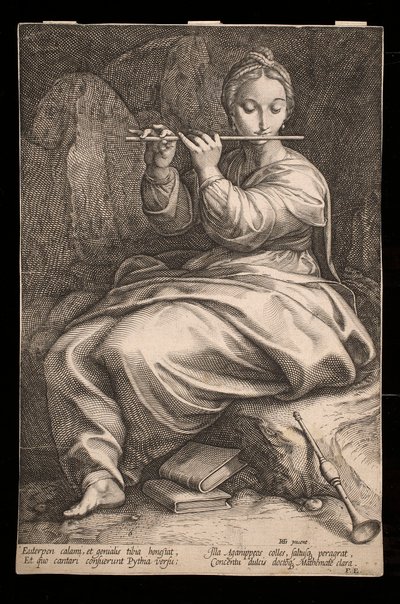Euterpe, ur serien ”Muserna” av Hendrick Goltzius