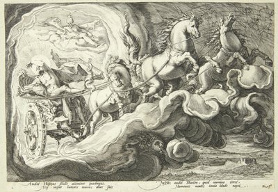 Phaeton kör solvagnen av Hendrick Goltzius