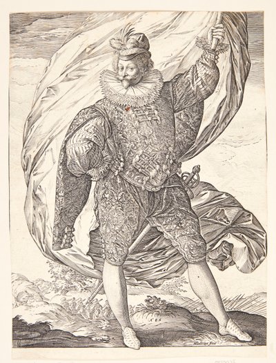 Fanföraren, vänd åt höger av Hendrick Goltzius
