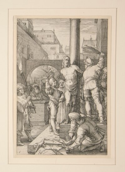 Flagellation of Christ, från The Passion, #6 i en serie av 12 gravyrer av Hendrick Goltzius