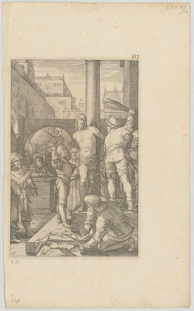 Kristi piskning, blad 6 i serien ”Passionen” av Hendrick Goltzius