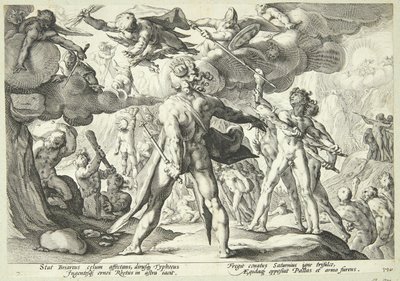 Jättarna stormar mot himlen av Hendrick Goltzius