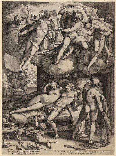 Heliga familjen med Johannes Döparen som pojke, plansch 6 ur serien ”Jungfru Marias liv” av Hendrick Goltzius