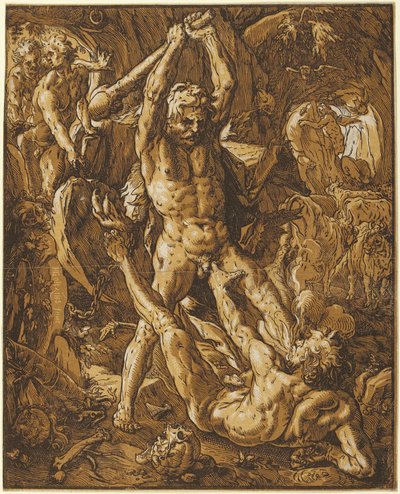 Herkules dödar Cacus av Hendrick Goltzius