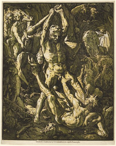 Herkules dödar Cacus av Hendrick Goltzius