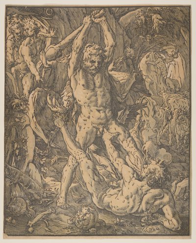 Herkules och Cacus av Hendrick Goltzius