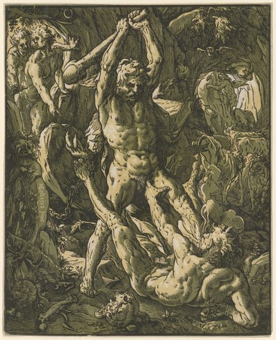 Herkules och Cacus av Hendrick Goltzius