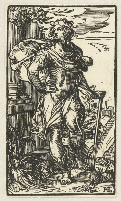 Ung man med käpp av Hendrick Goltzius