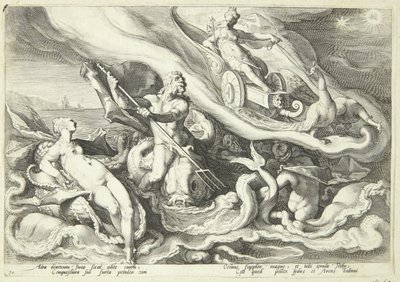 Juno klagar på Kallisto till Okeanos och Tethys av Hendrick Goltzius