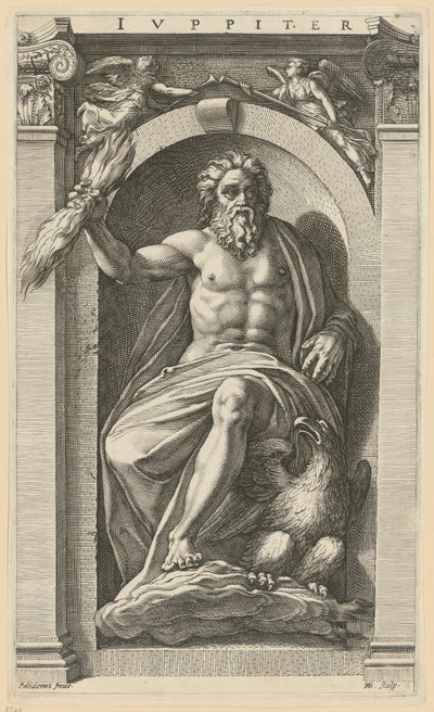 Jupiter, blad 6 ur serien "Åtta antika gudar" av Hendrick Goltzius