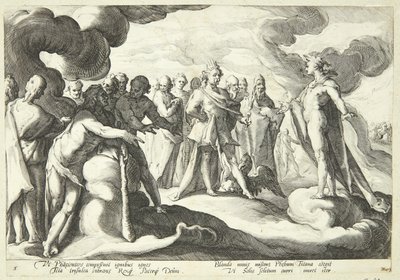 Jupiter och gudarna ber Helios att återta kontrollen över solvagnen av Hendrick Goltzius