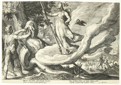 Kadmos sårar drakens tänder av Hendrick Goltzius