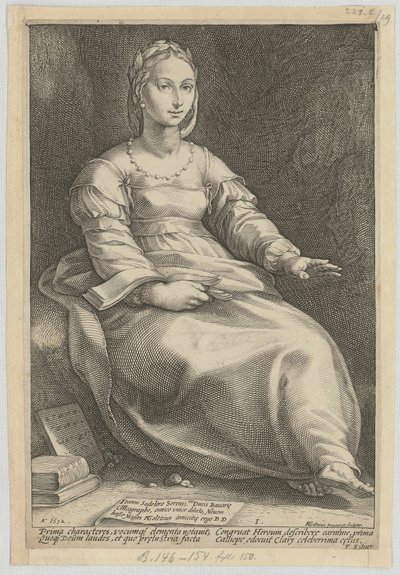 Kalliope, blad 1 i serien ”De nio muserna” av Hendrick Goltzius