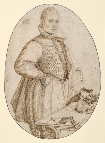 Knäfigur av en ung man vänd åt höger (Gysbrecht van Batenburg) av Hendrick Goltzius