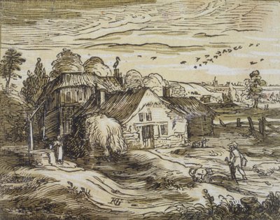 Landskap med bondestuga av Hendrick Goltzius