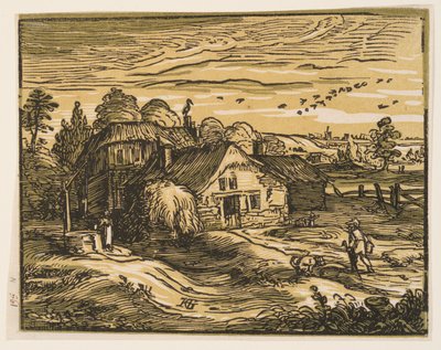 Landskap med bondgård av Hendrick Goltzius