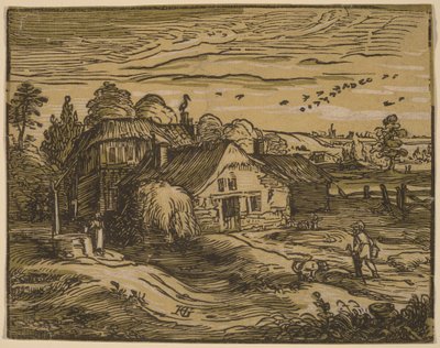 Landskap med en bondgård av Hendrick Goltzius