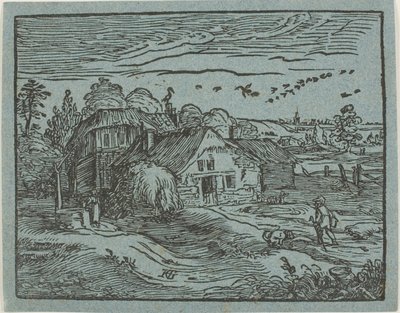 Landskap med bondgård, ur Fyra små landskap av Hendrick Goltzius