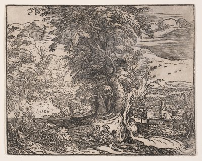 Landskap med fåraherdepar av Hendrick Goltzius