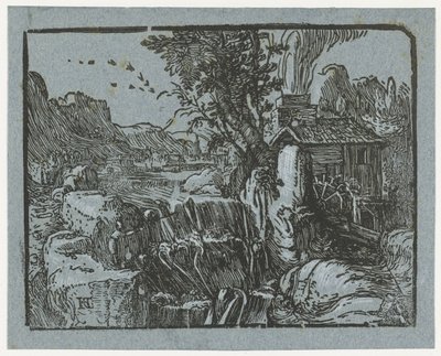 Landskap med vattenfall Fyra små landskap (serietitel) av Hendrick Goltzius