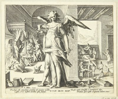 Läkaren som en ängel av Hendrick Goltzius