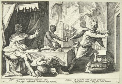 Lykaon förvandlas till en varg av Hendrick Goltzius
