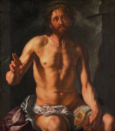Smärtornas man med en kalk (Kristus som Frälsare) av Hendrick Goltzius