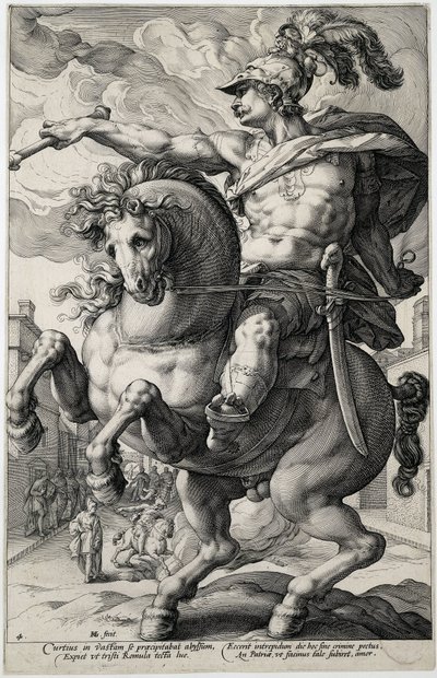 Marcus Curtius The Roman Heroes (serietitel) av Hendrick Goltzius