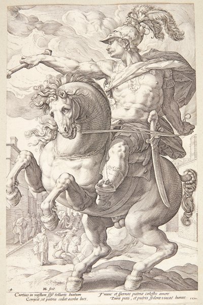 Marcus Curtius av Hendrick Goltzius