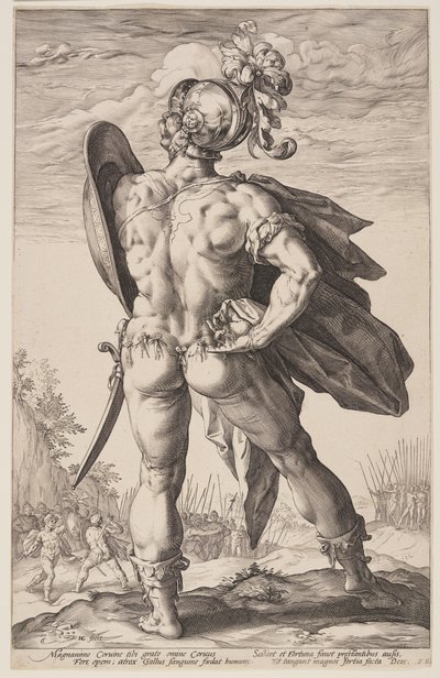 Marcus Valerius Corvus, från De romerska hjältarna av Hendrick Goltzius