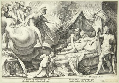 Mars och Venus är förvånade av Hendrick Goltzius