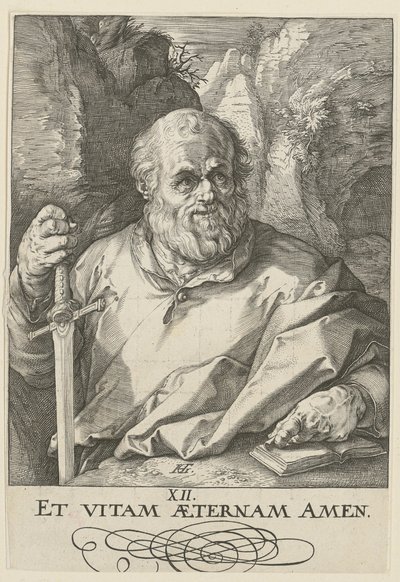 Matthias, blad 13 i serien ”Kristus, de tolv apostlarna och Paulus” av Hendrick Goltzius