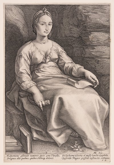 Melpomene, Tragedins musa, från De nio musorna av Hendrick Goltzius
