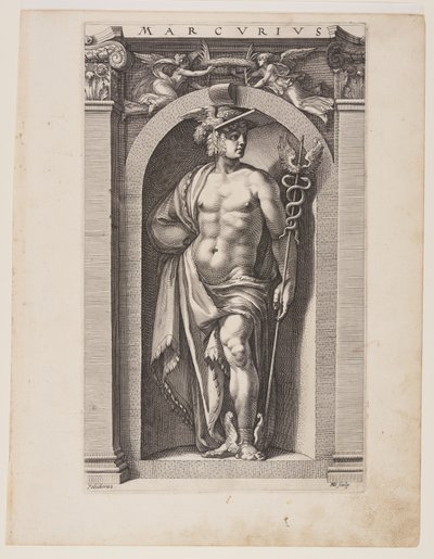 Mercurius, från Åtta hedniska gudar av Hendrick Goltzius