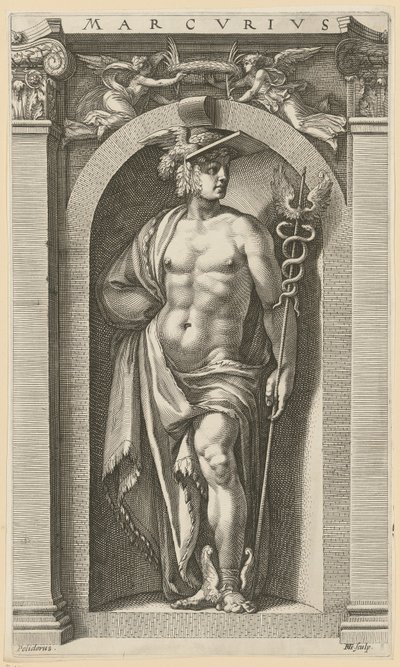 Merkur, blad 8 i serien ”Åtta antika gudar” av Hendrick Goltzius