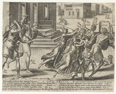 Mina och dina driver bort Enhet, Kärlek, Frid och Gudsfruktan Litis abusus (titel på objekt) Missbruk av tvister (serietitel) av Hendrick Goltzius