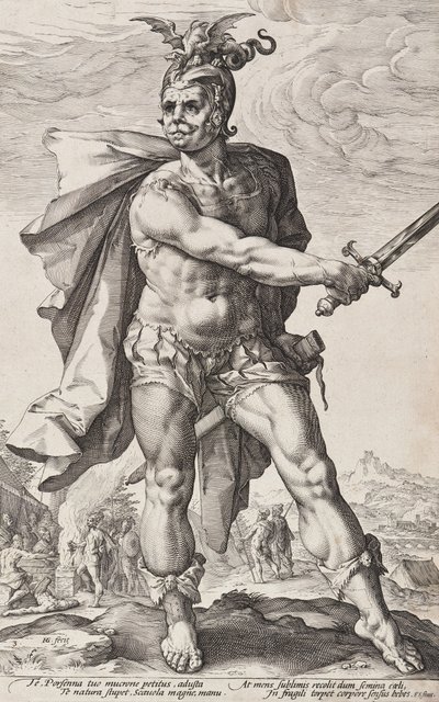 Mucius Scaevola (Romerska hjältar, plansch 3) av Hendrick Goltzius